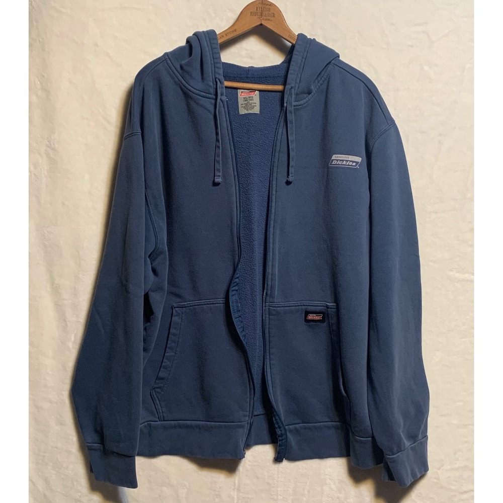 Dickies Full Zip Hoodie Mens XL Blue Workwear Streetwear‎ Jacket Vintage Waffle